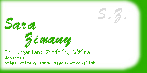 sara zimany business card